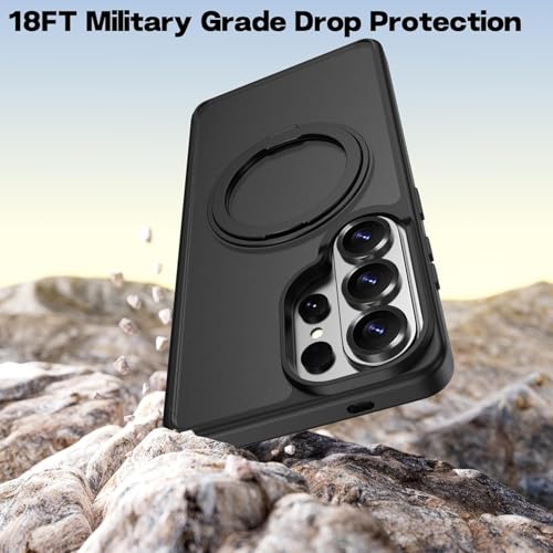 Image of DIZORO TPU Magnetic 360 Ring Stand Case Fit Compatible with Samsung Galaxy S26 Ultra Case, Compatible with MagSafe & Wireless Charging,Military Grade Drop Tested,Translucent Kick Back Cover (Black)