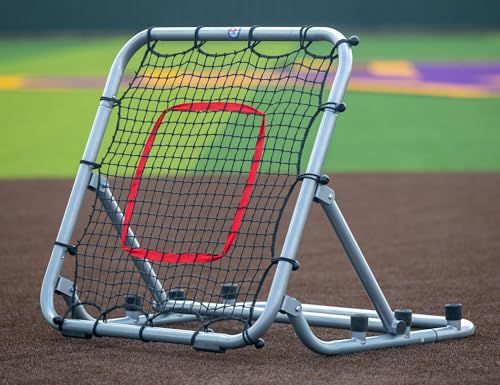Baseball Softball Pro Rebounder Net 3'x3' -Portable Pitch Back Screen, Practice Game-Speed High Velocity reps- Fielding, Throwing, Catching Drills, Upgraded Non-Slip Base Pads, Durable Indoor/Outdoor