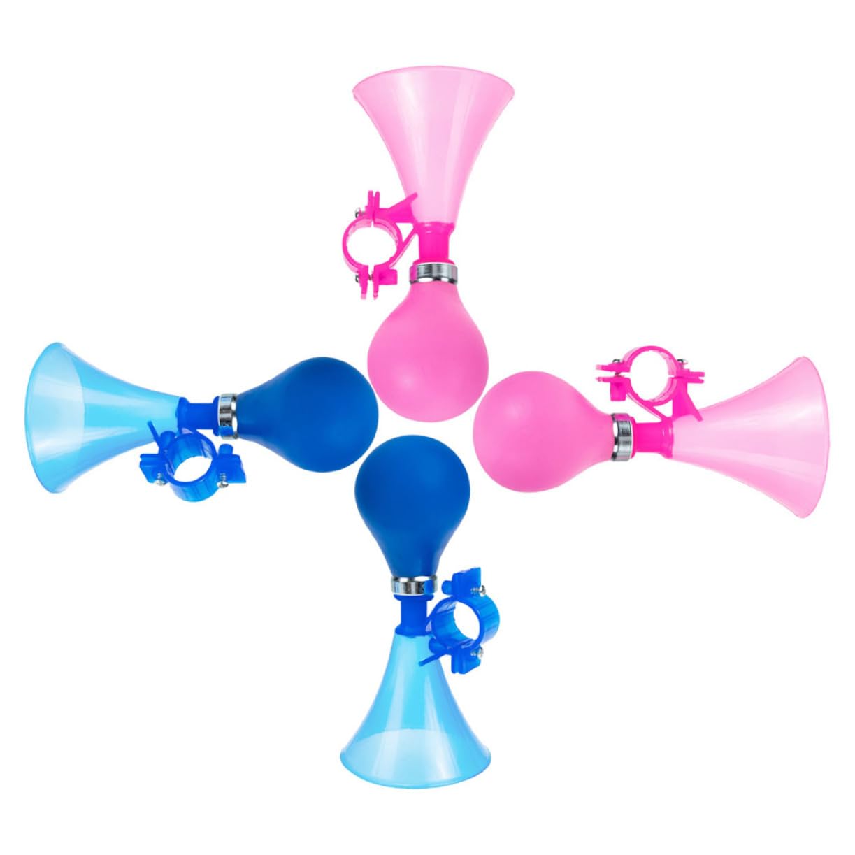 HEMOTON 4Pcs Bike Horn Set for Teenagers Loud Air Squeeze Horns for Bicycles Weather Resistant Portable Cycling Accessory for Riding