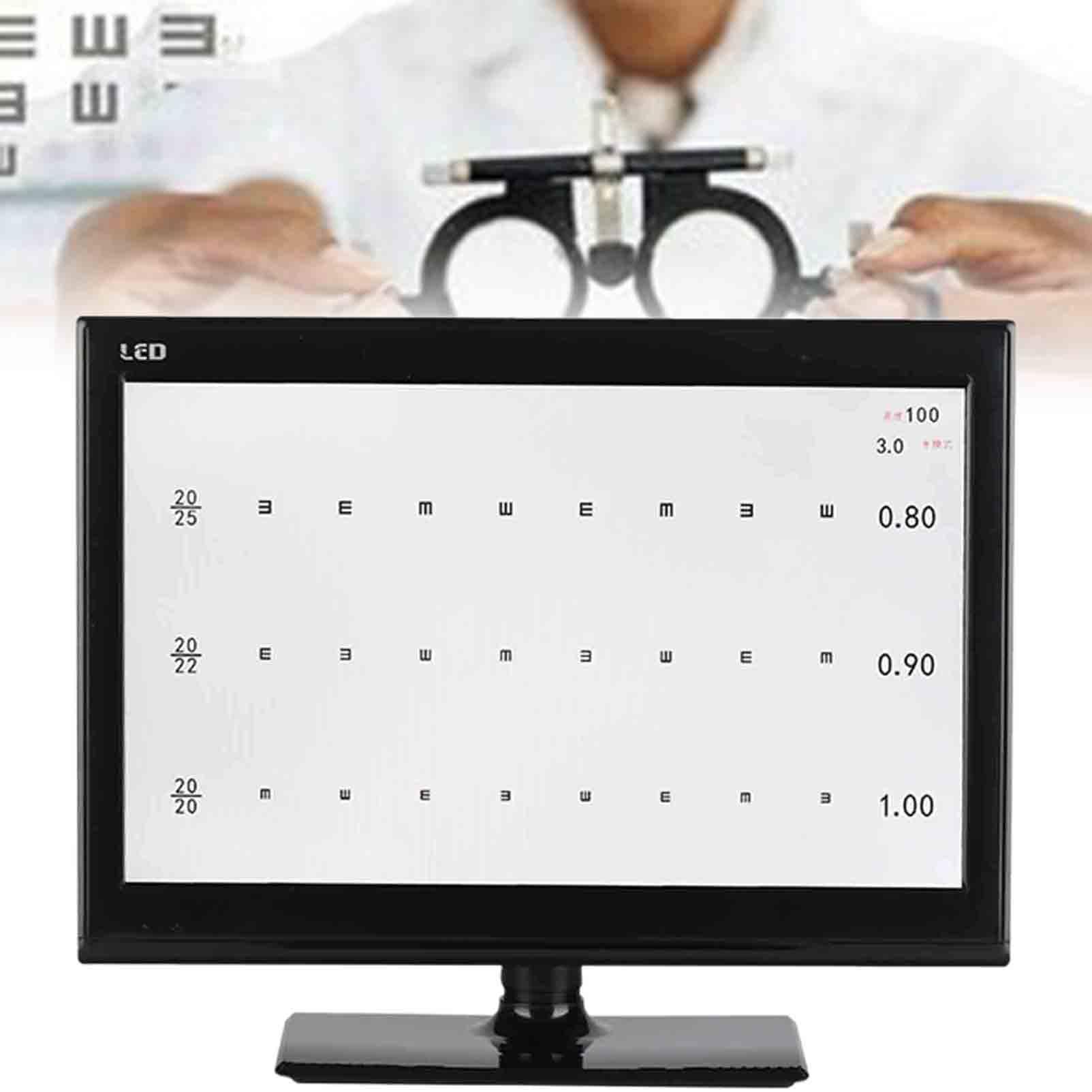 Sehschärfetafel digital visuelle Ziele Ophthalmische Tafel 1-6 m Abstand einstellbar, für optische Shop-Optometrie Erkennung,18.5in