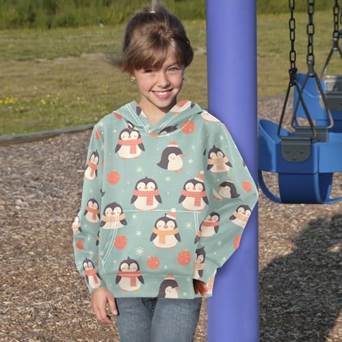 Cute Penguin Babies Pattern Unisex Kids Sweatshirt Fashion Hoodies Kangaroo Pocket4