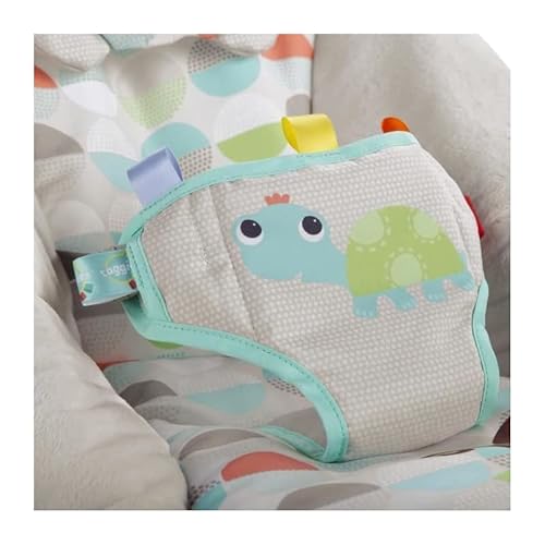 Bright Starts, Babywippe Babyschaukel Happy Safari mit beruhigenden Vibrationen & 7 Melodien, abnehmbarer Kopfstütze und Spielbogen mit 3 Spielzeugen, Lautstärkeregeler, ab der Geburt bis 9kg