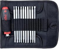 Wiha Schraubendreher mit Wechselklingen Set SYSTEM 6 (03591), 12 tlg. für tiefliegende Schrauben, Innensechskant/Kreuz/TORX/Schlitz inkl. Rolltasche – Ansicht 1