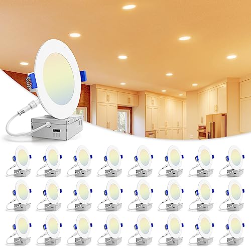 VOLISUN 24 Pack 4 inch Recessed Lighting, 5CCT LED Recessed Light with Junction Box, 2700K-5000K...