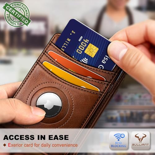 Image of BULLIANT Slim Wallet For Men 12Cards,Magnetic Flip Build-in Money Clip Airtag Compatible-RFID Blocking