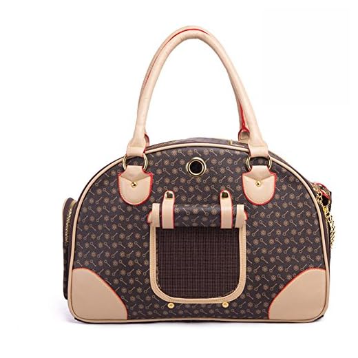 Glield Bolsa de Transporte Perros Gatos Mascotas para Viajes al Aire Libre PBB04 (Brown, L(16.5"x11.4"x7"))