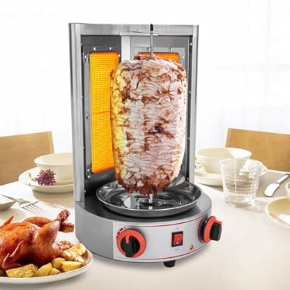 BBQ Kebabs Tischgrill Edelstahl Gas Kebab Maschine Tischplatte Barbecue Grill zum Grillen von Rind, Schwein, Huhn, Wurst, Hackbraten, Fisch, Gemüse, Obst 220V, 50Hz， 4.3KW – Bild 8