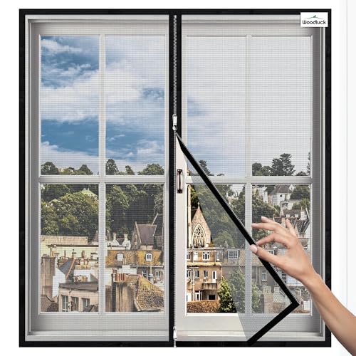 Image of Woodluck Zipper Mosquito Net for Window | Size 120x160 CM | Color-Grey