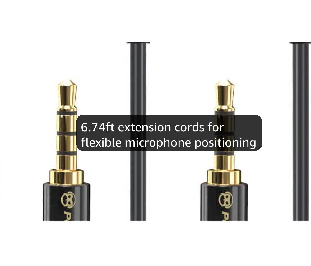 PowerDeWise Professional Grade 2 Lavalier Clip-On Microphones Set for Dual Interview - Double Lav Lapel Microphone - Use for iPhone Phone Camera - Blogging Video Recording Noise Cancelling 3.5mm Mic