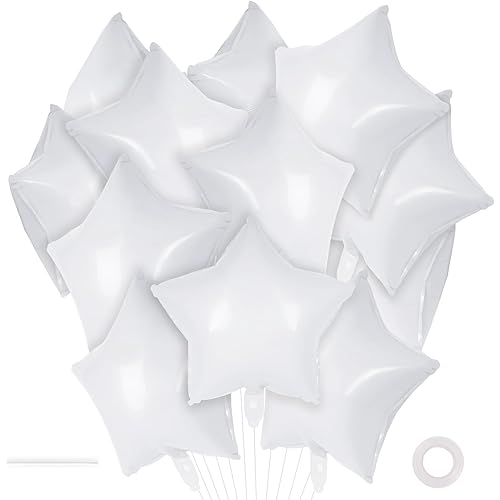 20 Pcs Star Balloons,18 Inch White Star Foil Balloons,Star Shaped Balloons Mylar Balloons Helium Balloons for Birthday Party Anniversary Wedding Baby Shower Decorations (White)