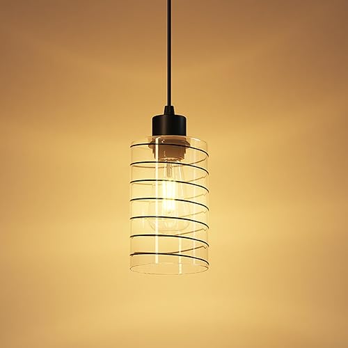 Miniatura 1 de Lámpara colgante de granja para isla de cocina, lámpara de techo industrial vintage con pantalla negra, mini luces colgantes de vidrio para baño,