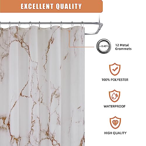 Eachope Marble Shower Curtain Gold And White Fabric Shower Curtains For Decorative Bathroom， Waterproof & Anti-Rust Grommet (72X72 Inch, Dark Gold) #TOP1