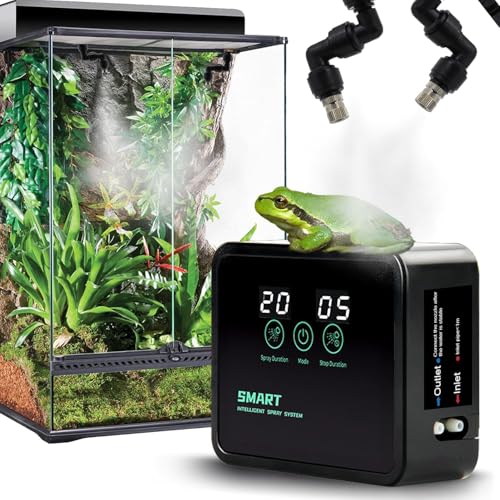 MECESOR Automatic Reptile Mister for Reptile Tank Smart Reptiles Mister System with Timer 360 Nozzles Slient Terrarium Misting System Humidifier for Chameleons Snakes Frogs Smart Spray Control