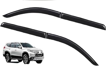 Matte Black Car Side Door Visor Window Visor Deflectors Rain Guard Compatible with Mitsubishi Pajero Sport 2015-2023 Compatible with Double Cabin