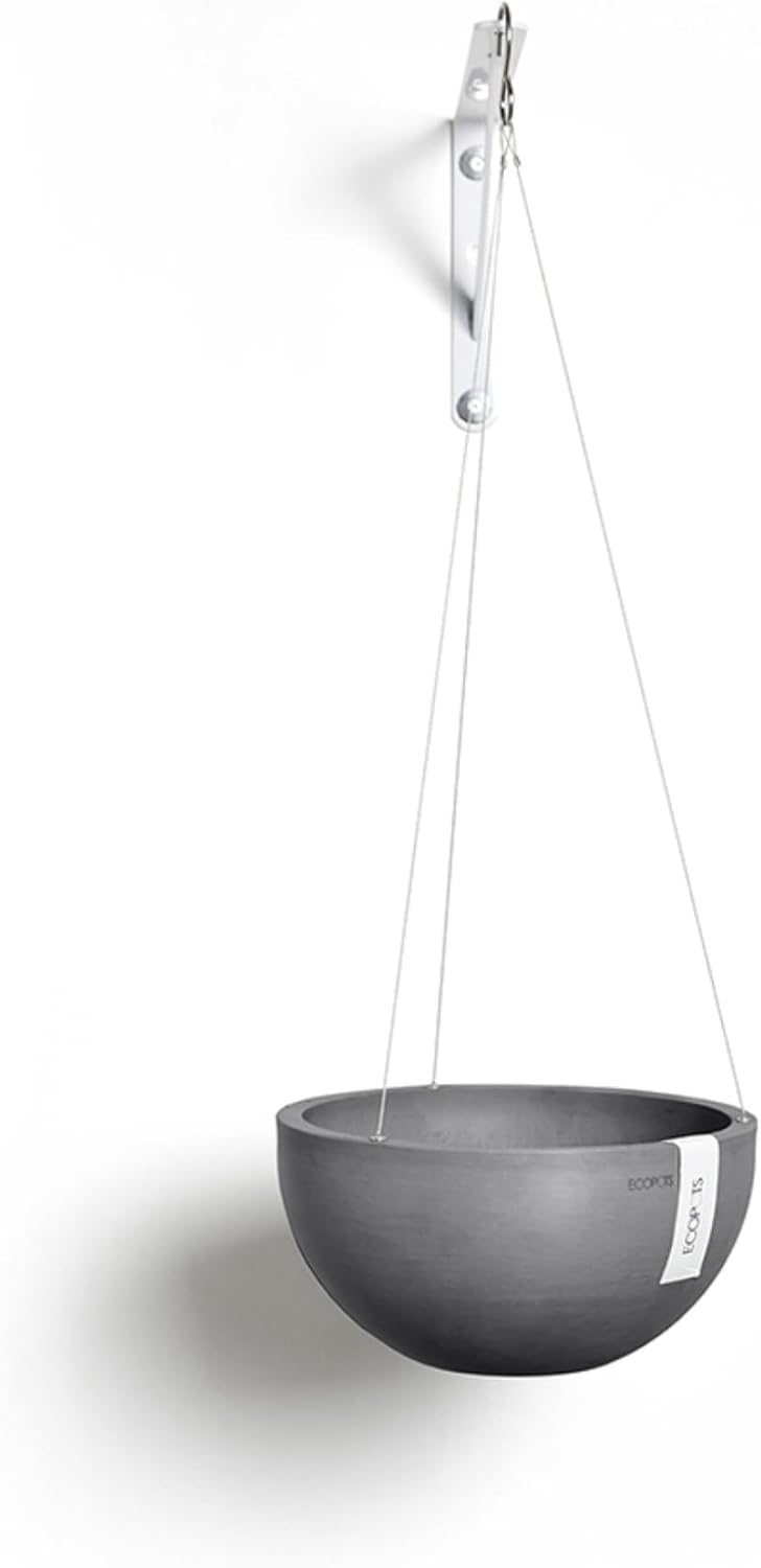 Ecopots Hanging Brussels Durable Modern Round Indoor/Outdoor Recycled-Based Composite Flower Pot Planter, Terracotta Color, 10.5"