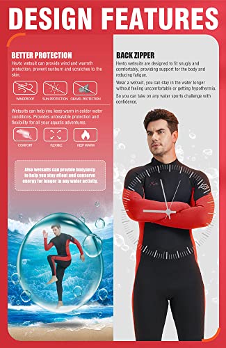 Hevto Wetsuits Men 3Mm Neoprene Adult Long Sleeve Fullsuit Scuba Diving Wet Suit Surfing Swimming For Underwater Sports (M03-Red, Xxl) #TOP3