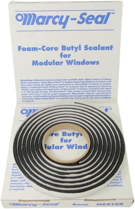ME810B - 8mm x 10' Foam Core Soft Seal Butyl Tape Roll - Automotive Auto Glass Adhesive - USA Made