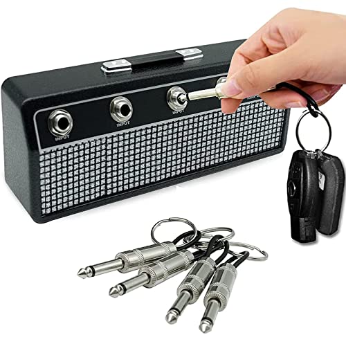 MYSHELL Standard-Schlüsselhalter, Wandmontage, Schlüsselhaken mit 4 Gitarrensteckern, Schlüsselringen Cover