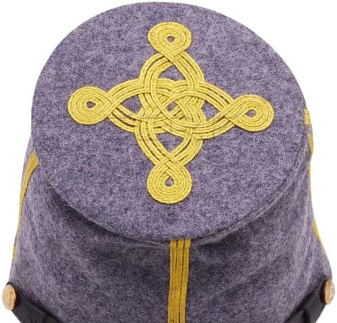 Civil War Confederate Bummer Major/Colonel 3 Braids Leather Peak Kepi