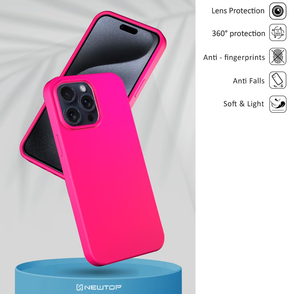 NEWTOP Cover ORI CASE Per IPhone 15 Pro Max – Fucsia – TPU Semi Rigido Con Interno In Microfibra – Antigraffio E Anti Impronta