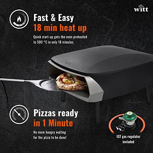 Witt ETNA Fermo Award Winning Pizza Oven - Traditional Pizza Baking - Rapid 500°C Heating, 40.5cm Capacity, 60-Second Cooking, Even Heat Distribution - Black - Image 6