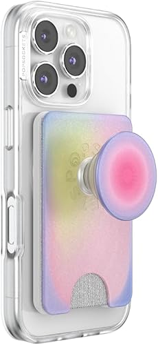 Miniatura 2 de PopSockets Billetera Kick-Out para MagSafe, soporte ajustable, soporte magnético, arco iris - Aura