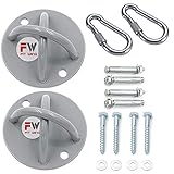 Fit Wing Wall Ceiling Mount Set of 2 Mount Bracket + 2 Hooks for Gym & Home Suspension Straps TRX XMount Anchor for Olympic Rings Fitness Training Yoga Swing Battle Ropes Resistance Band & Boxing