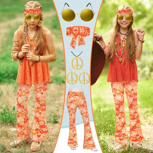 Jenaai 7 Pcs Disfraz Hippie para Niñas Set miniatura 5