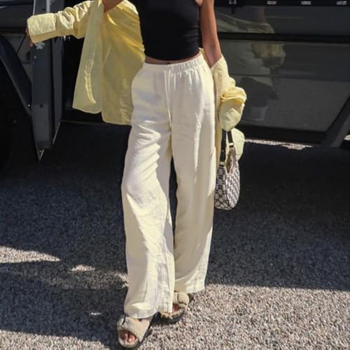 Solid Color Wide-Leg Drawstring Pants for Women - High-Waist Loose Fit Lounge Pants for Home or Casual Going Out4