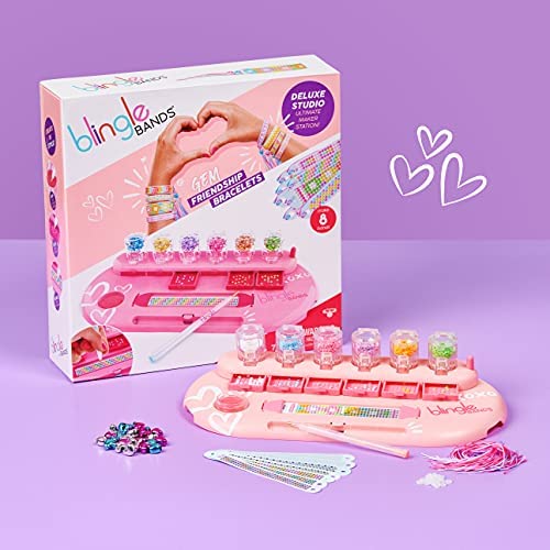 Blingle Bands DIY Gem Friendship Bracelet, 8 Band Deluxe Studio - Arts & Craft Activity for Ages 7 and Up, Multicolor (25204) (8 Blingle Bands)