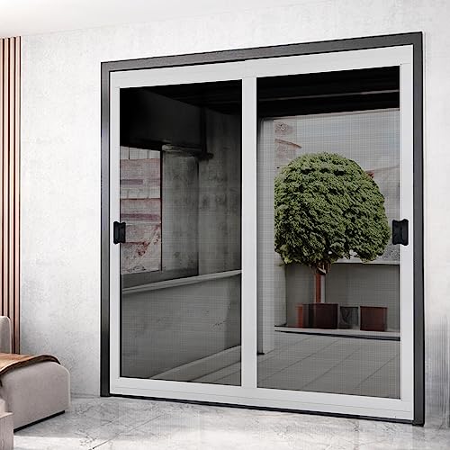 K.D. Standard Aluminum Sliding Patio Screen Door Kit 1-7/8" Frame (30'' x 80'' White) Mosquito Proof for Patio Backyard Kitchen and Bedroom - Thumbnail 3