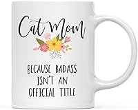 Vista 61 de Andaz Press Taza de café de 11 onzas, regalo de broma, madrina porque Badass no es un título oficial, gráfico floral, paquete de 1