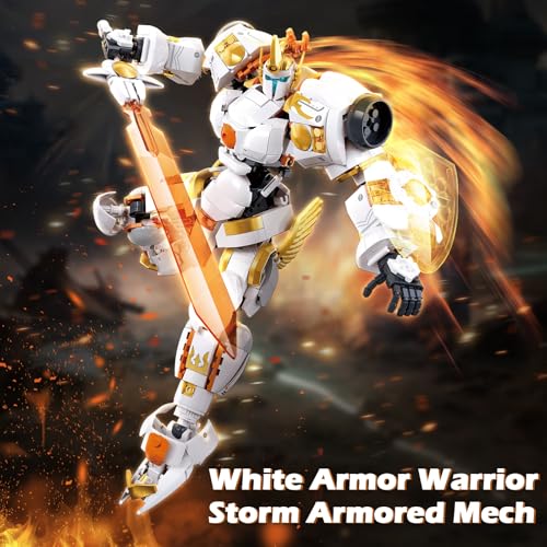 Image of HIGH GODO Warrior Mech Robot Building Set, Long Swords Shields Samurai Mech Model Kit, Creative City Justice Hero Ninja Gifts for Adults Teens 14+ (695PCS)