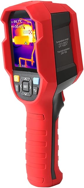UNI-T UTi260B Thermal Camera Imager 49152Pixels 256x192 IR Resolution Handheld Infrared Camera Thermal Imaging IP65 2 Meter Drop Durability Rechargeable, Red/Grey