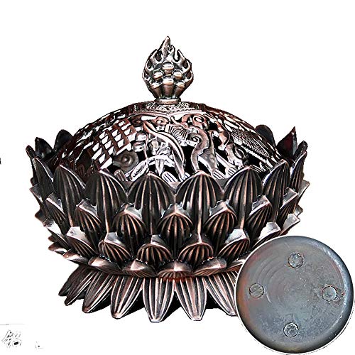 Owxini Lotus Incense Burner Set Flower Chinese Alloy Metal Incense Holder Handmade Censer Bowl Home Decoration Decor Gift Set * 2Pcs (Copper) #TOP2