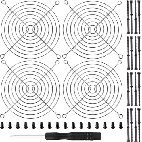 DAOKAI Grilles de doigt de 120 mm, grille métallique de 120 mm x 120 mm pour ventilateurs, protection de ventilateur de refroidissement avec vis pour...