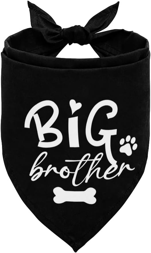 Dog Bandana, Big Brother Dog Bandana, Dog Scarf Black Printing, Dog Scarf Accessories, Dog Bandana Pet Scarf, Pet Black Scarf Gender Reveal Accessories, Dog Bandana Gift for Small Medium Large (A7)