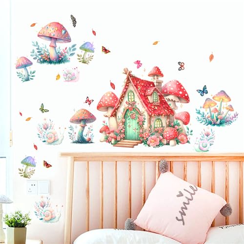 Vinilos decorativos removibles de vinilo impermeable con set de hongos y mariposas miniatura 4