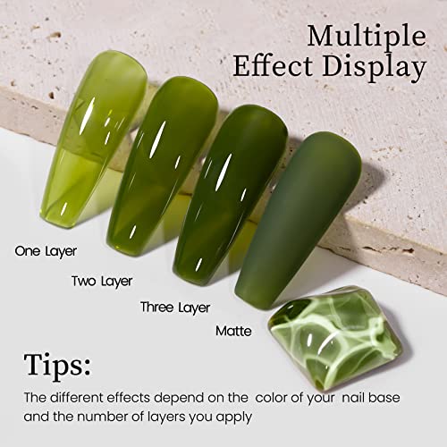 Megior Jelly Gel Nail Polish - Sheer Green Gel Polish Translucent Nail Polish Gel Soak Off U V Gel Polish Neutral Gel Polish For Nail Art Manicure Diy At Home 0.5 Fl Oz #TOP2