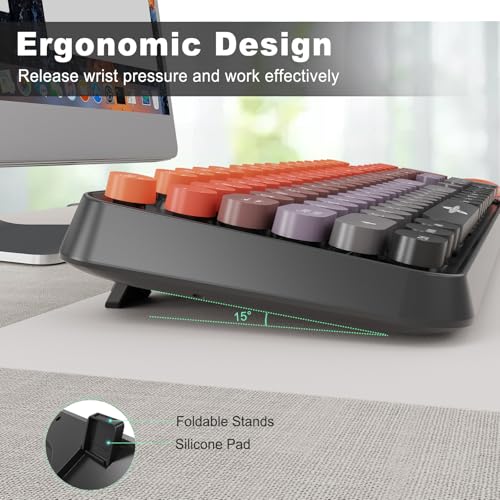 Image of Wireless Keyboard and Mouse Combo, 2.4G USB Cordless Round Keyboard and Mouse for Laptop Computer TV (102 Keys Black Orange)