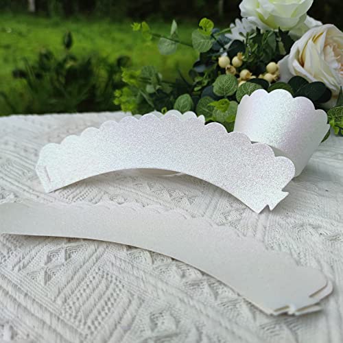 Mybbshower Glitter Scalloped Cupcake Wrappers For Baby Shower 1St Birthday Supplies New Year Eve Cake Decoration Pack Of 24 (Glitter White) #TOP6