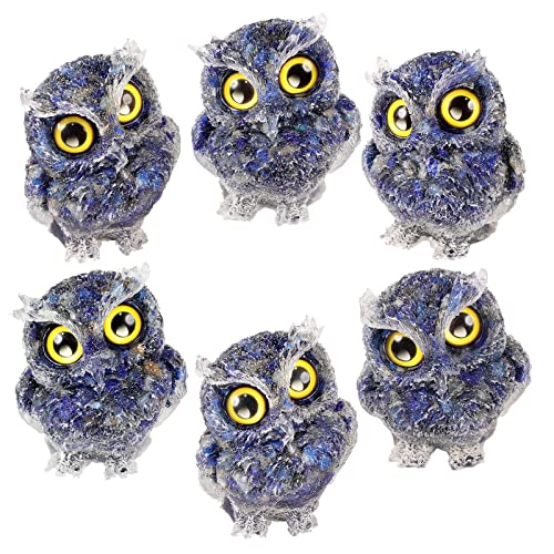 KYEYGWO Lapis Lazuli Cute Crystal Owl Figure Ornaments Decorative Resin Bird Statues for Home Office Table Mini Stone Animal Sculpture Talisman Micro Landscape - Image 3