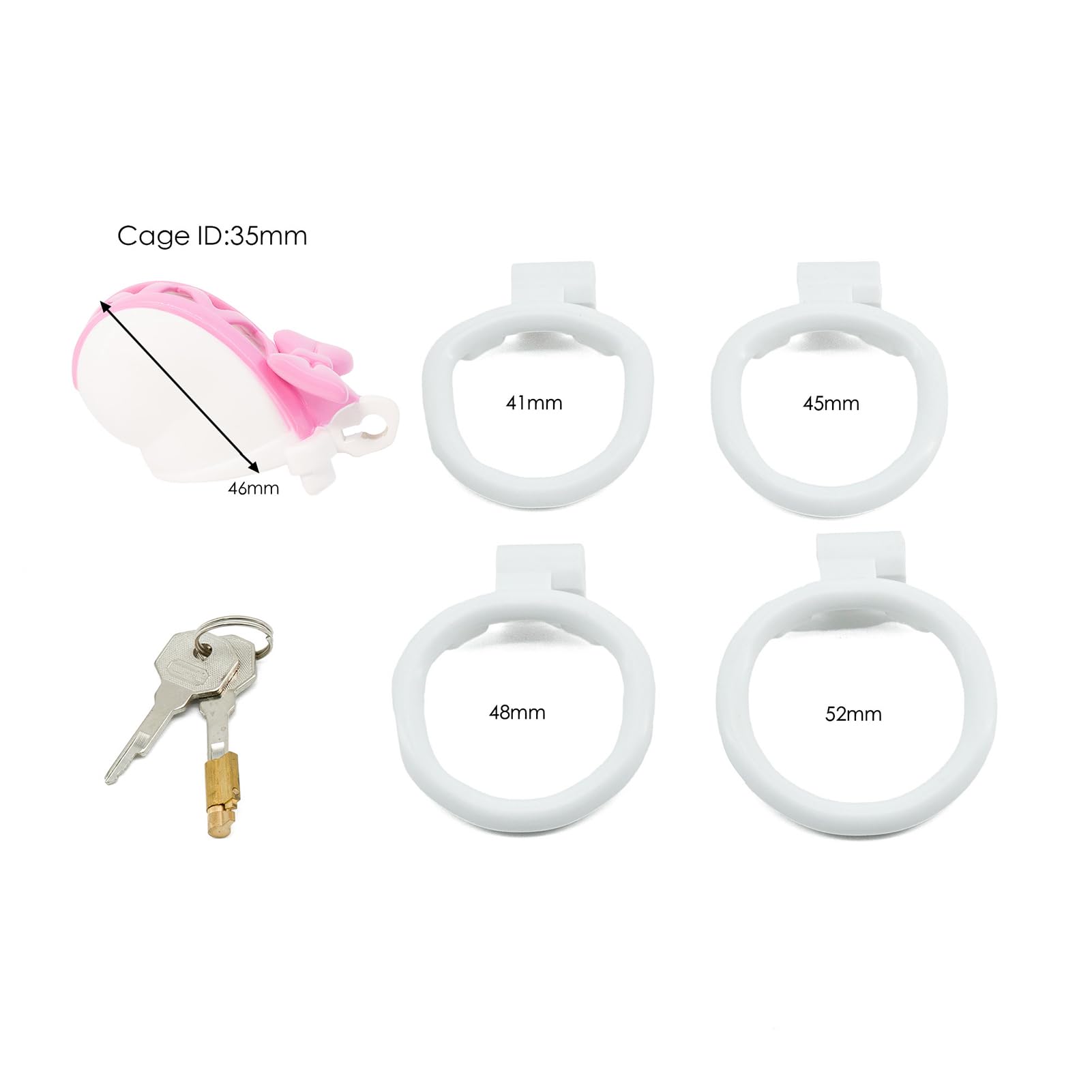SeLgurFos cage de chasteté hommes avec serrure invisible résine ABS Chastity Cage hommes avec plusieurs tailles de mousquetons Pink Bow Design cage à pénis SM jouets sexuels (Pink)