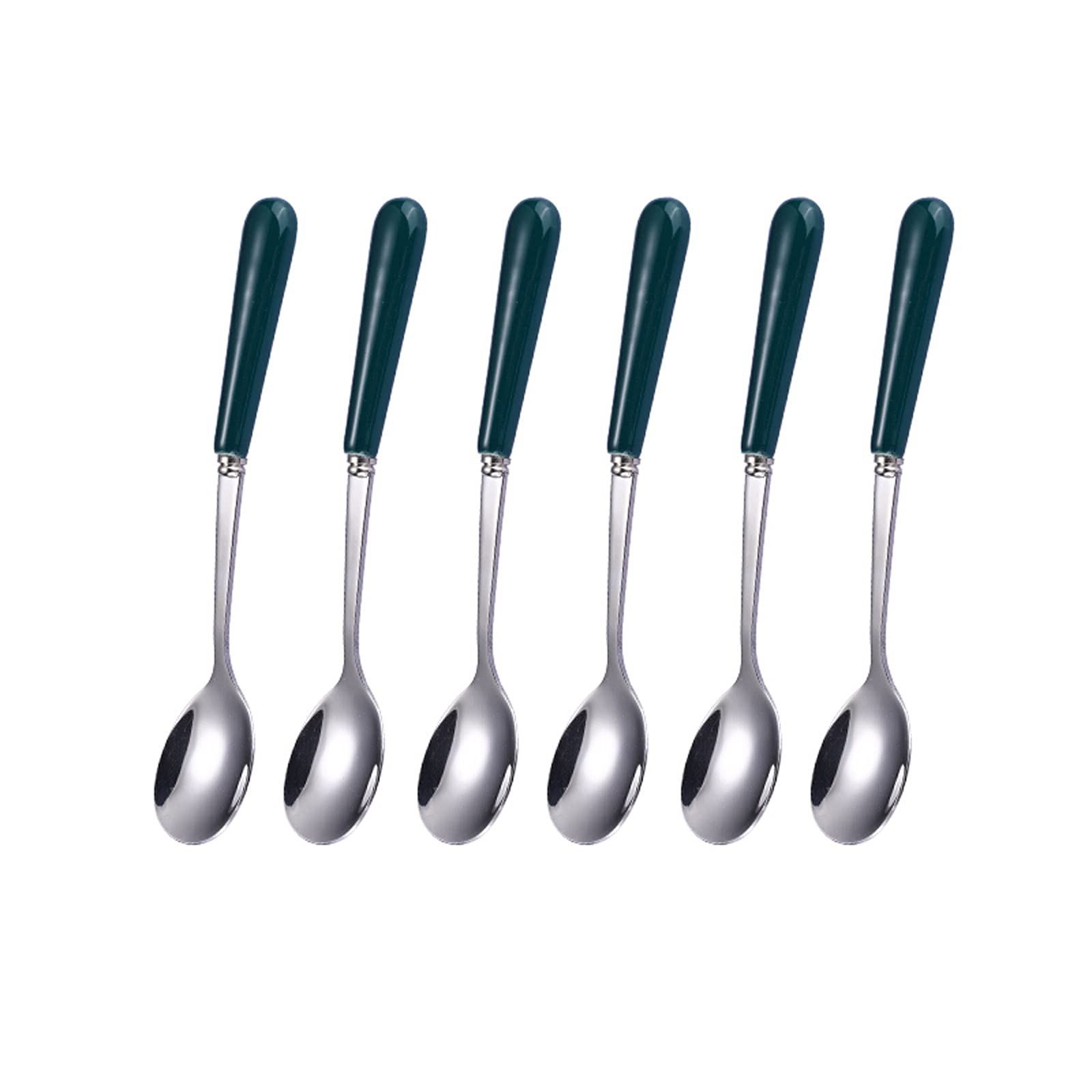 Cuchara de cerámica para café, té, postres, Cuchara sopera de cerámica, cucharas soperas, 6 Piezas, Cuchara de Postre, Mango de cerámica Creativo para té, batido, he(B)