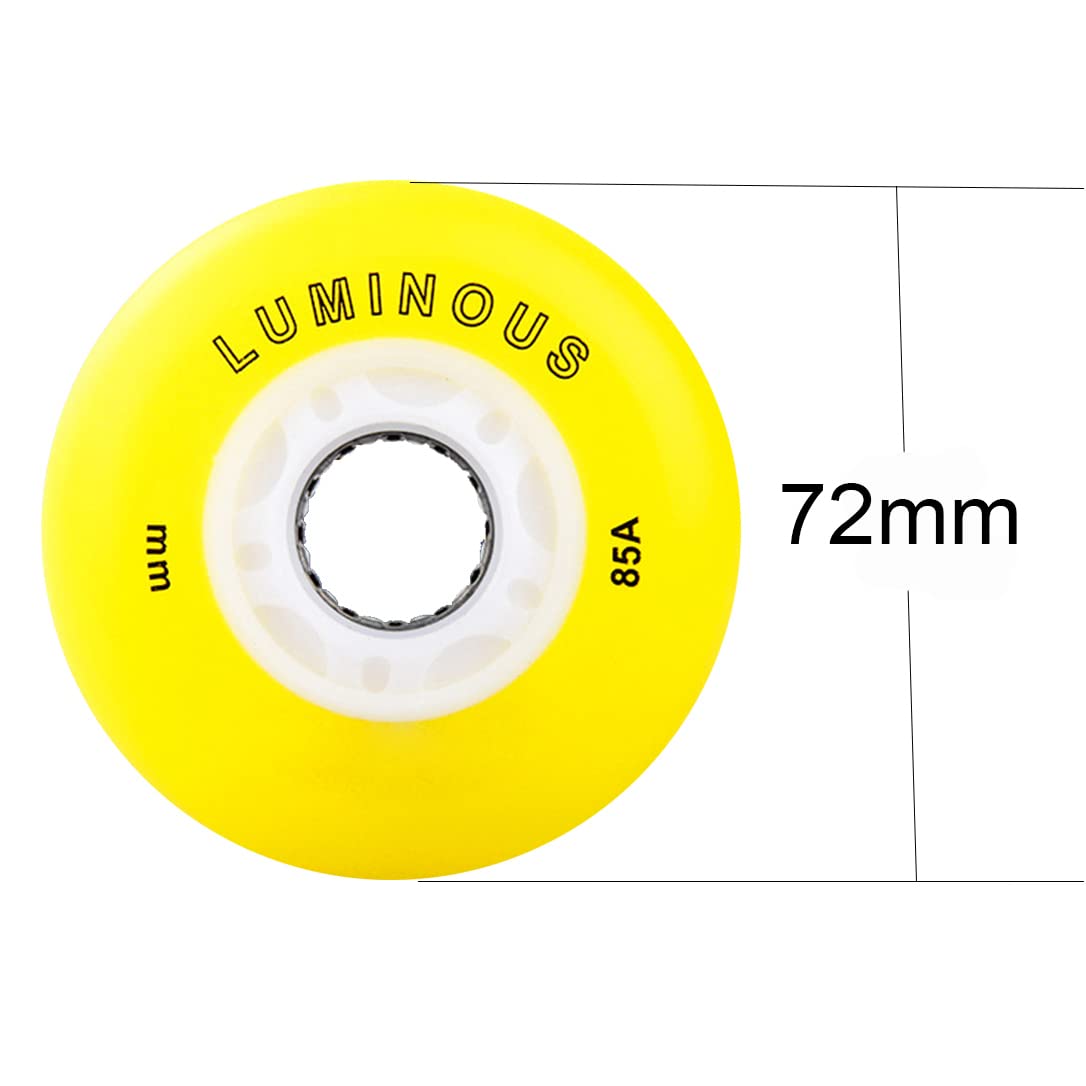 Generico Koła do łyżworolek na zewnątrz wewnątrz gumowe koła LED 85A gumowe koła zamienne do łyżwiarstwa 72 mm, 76 mm, 80 mm odporne na zużycie koła PU