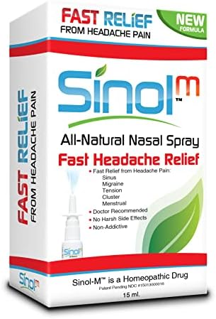 Sinol Fast Headache Relief Nasal Spray, Fast Headache Medication, Migraine, Sinus Headache, Cluster Headache, 15 ml