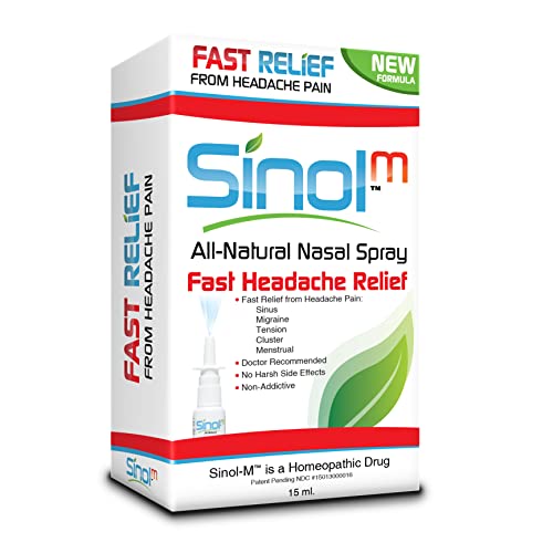 Sinol Headache Relief Spray, Over-The-Counter Medication Nose Spray for Migraine Cluster Tension, Sinus Relief & Nasal Decongestants, 15 ml