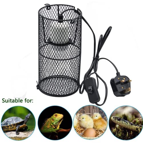 zalati Heating Lamp Socket with Lampshade Lighting Guard Anti Hot Bracket Cage Holder for Reptiles Pets Protection - 200W - Image 4