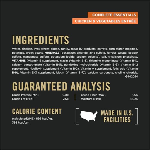 Image of Purina Pro Plan Complete Essentials Slices Chicken and Vegetables Entree in Wet Dog Food Gravy - (Pack of 12) 13 oz. Cans