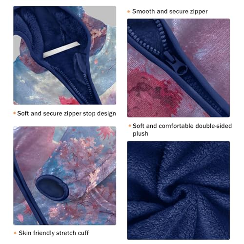 Kawaii Axolotl with Cherry Blossoms Toddler Fleece Jacket Girl Boys Hooded Fleece Jacket Coat3